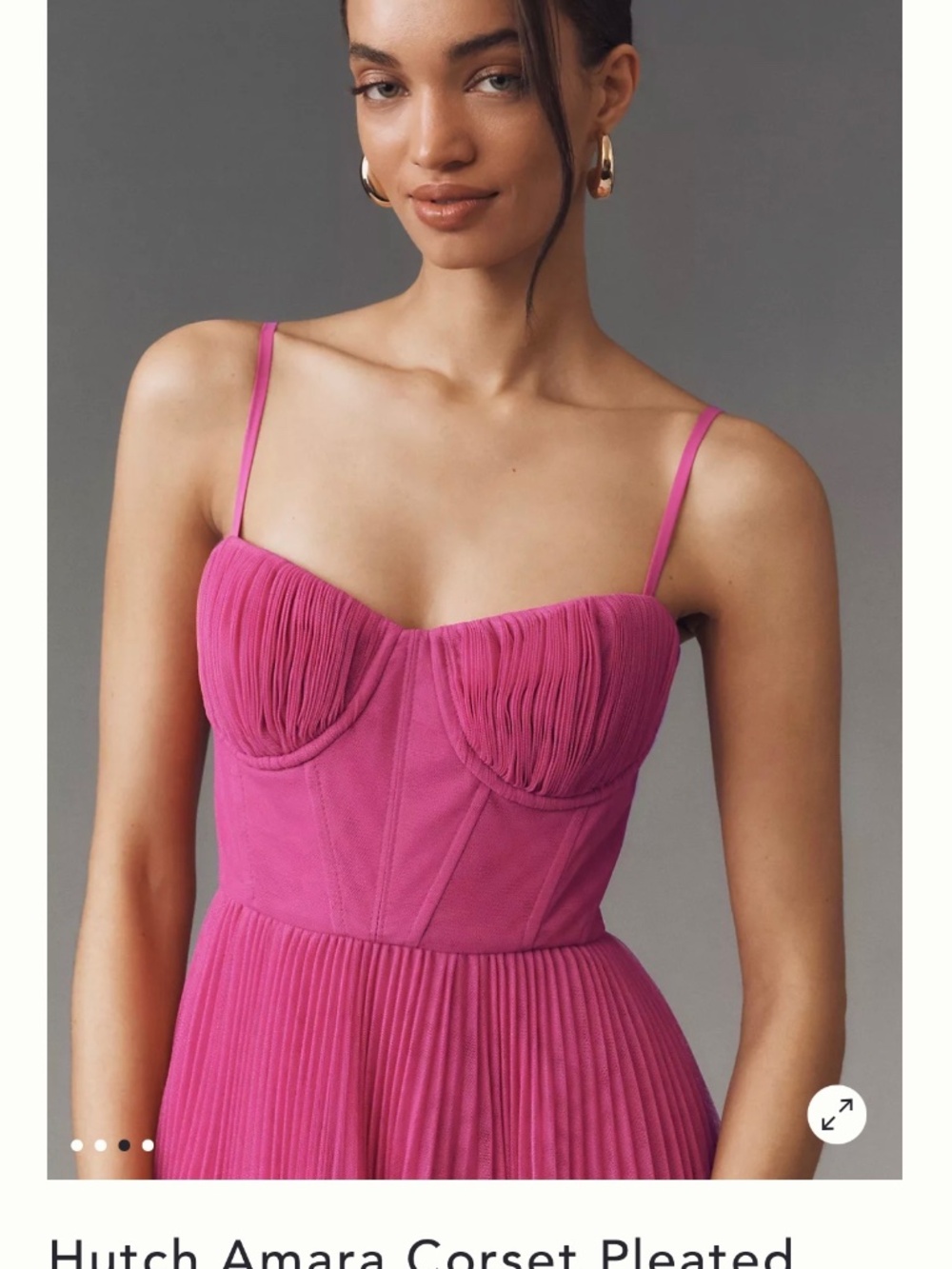 Hutch Amara Corset Pleated Tulle Fit & Flare Midi Dress